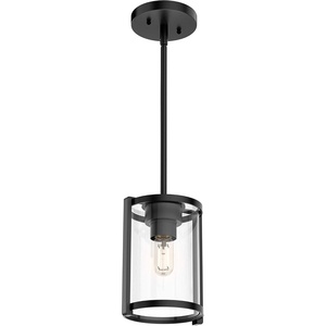 image:imageHunter  Astwood 1Light Matte Black Mini Pendant Light Dimmable Caged Style Cylinder Shaped for Bedrooms Kitchens Dining Living Rooms  19005Matte Black Finish