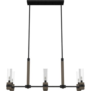 image:imageHunter  River Mill 6Light Rustic Iron Rustic Style LinearShaped Dimmable Large Chandelier for Bedrooms Kitchens Dining Living Rooms  19470
