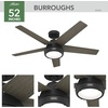 image:imageHunter 52 inch Indoor Ceiling Fan with LED Light and Remote Control  Black Ceiling Fan Standard Mount 5 Blades For Bedroom Living Room or Kitchen Quiet  Burroughs 52422 Matte BlackMatte Black