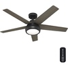 image:imageHunter 52 inch Indoor Ceiling Fan with LED Light and Remote Control  Black Ceiling Fan Standard Mount 5 Blades For Bedroom Living Room or Kitchen Quiet  Burroughs 52422 Matte BlackMatte Black