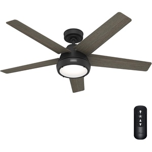 image:imageHunter 52 inch Indoor Ceiling Fan with LED Light and Remote Control  Black Ceiling Fan Standard Mount 5 Blades For Bedroom Living Room or Kitchen Quiet  Burroughs 52422 Matte BlackMatte Black