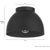 image:imageHunter  Erling 1Light Small Flush Mount Light Dimmable Modern Style Dome Shaped for Bedrooms Kitchens Dining Living Rooms Bathrooms Matte BlackMatte Black