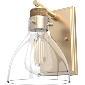 image:imageHunter  Van Nuys 1Light Alturas Gold Medium Size Sconce Light Dimmable Transitional Style for Bedrooms Kitchens Foyers Bathrooms  19299