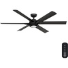 image:imageCasablanca Fan 65 inch Ceiling Fan with Light and Remote Outdoor or Indoor Matte Black Ceiling Fan for Porch Living Room Office Kitchen Garage 6 Blades Renewed