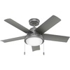 image:imageHunter Fan 44 inch Matte Silver IndoorOutdoor Ceiling Fan with Lights and Pull Chains for Living Room Bedroom Farmhouse Porch Kitchen Renewed