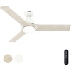 image:imageHunter Fan Outdoor or Indoor Ceiling Fan 52 in Matte White  Brushed Light Oak Ceiling Fan with Light and Remote for Patios Living Room Bedroom Garage 3 Blades Renewed