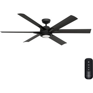 image:imageCasablanca Fan 65 inch Ceiling Fan with Light and Remote Outdoor or Indoor Matte Black Ceiling Fan for Porch Living Room Office Kitchen Garage 6 Blades Renewed