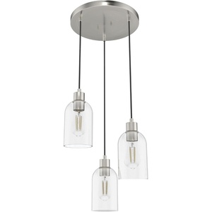 image:imageHunter  Lochemeade 3Light Brushed Nickel Small Cluster Light Dimmable Modern Style Round Shaped for Bedrooms Kitchens Dining Living Rooms  19718