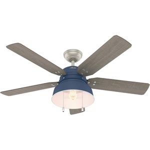 image:imageHunter Fan 52 inch Indigo Blue Indoor  Outdoor Ceiling Fan with Light and Pull Chain for Patios Living Room Bedroom Renewed