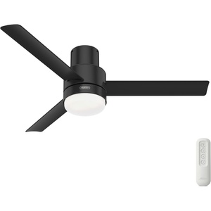 image:imageHunter Fan 52 inch Low Profile Matte Black Finish IndoorOutdoor Ceiling Fan with LED Light Kit and Remote Control Renewed