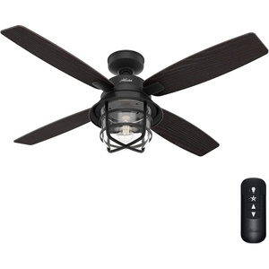 image:imageHunter Fan 52 inch Natural Iron Indoor or Outdoor Ceiling Fan with Light and Remote Control for Patios Living Room Bathroom Kitchen Garage Renewed