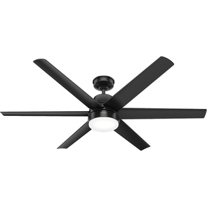 image:imageHunter Fan 60 Inch Casual Matte Black Finish Outdoor Ceiling Fan With LED Light Kit and 6 Blades Renewed