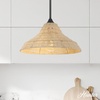 image:imageHunter  Agoura 1Light Matte Black Medium Size Pendant Light Dimmable Casual Style Cone Shaped for Bedrooms Kitchens Dining Living Rooms  48081