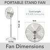image:imageHunter Classic S16 Oscillating Standing Fan Adjustable Height 16 Inch 3 Speeds Matte Black 97316Brushed Nickel