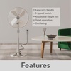 image:imageHunter Classic S16 Oscillating Standing Fan Adjustable Height 16 Inch 3 Speeds Matte Black 97316Brushed Nickel