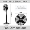 image:imageHunter Classic S16 Oscillating Standing Fan Adjustable Height 16 Inch 3 Speeds Matte Black 97316Matte Black